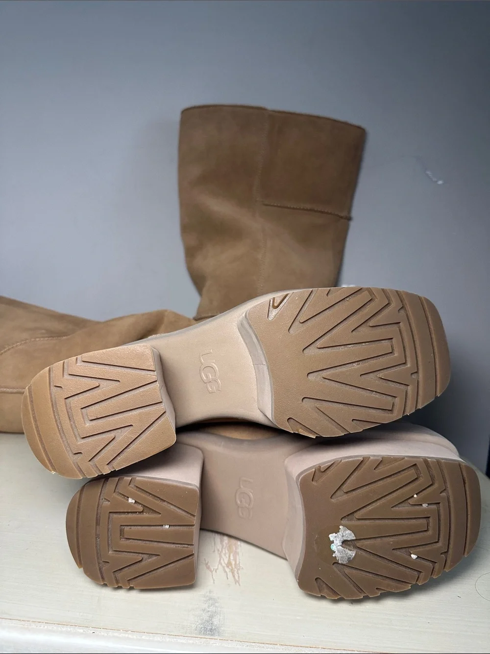 UGG Tan Suede Over-the-Knee Platform Boots